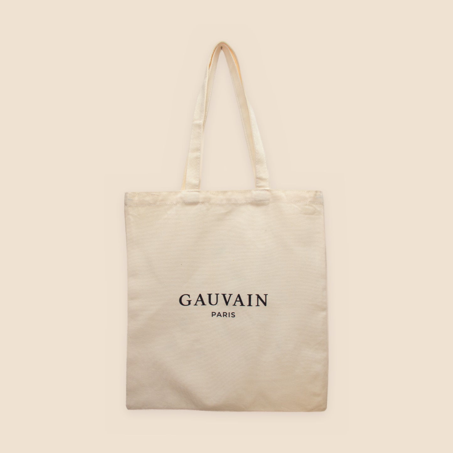 Verso du tote bag Gauvain Paris, monogramme seul sur toile de coton écru